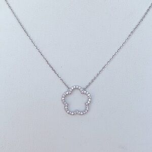 Sterling Silver Open Clover CZ Necklace 16” 18”